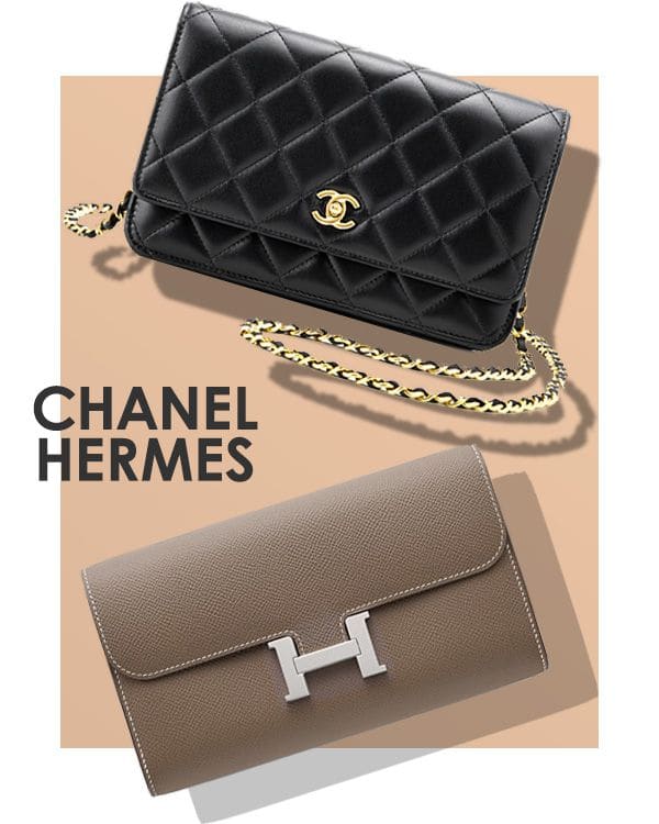 上、シャネル チェーンウォレット 長財布/下、エルメス コンスタンス トゥーゴー エトゥープ