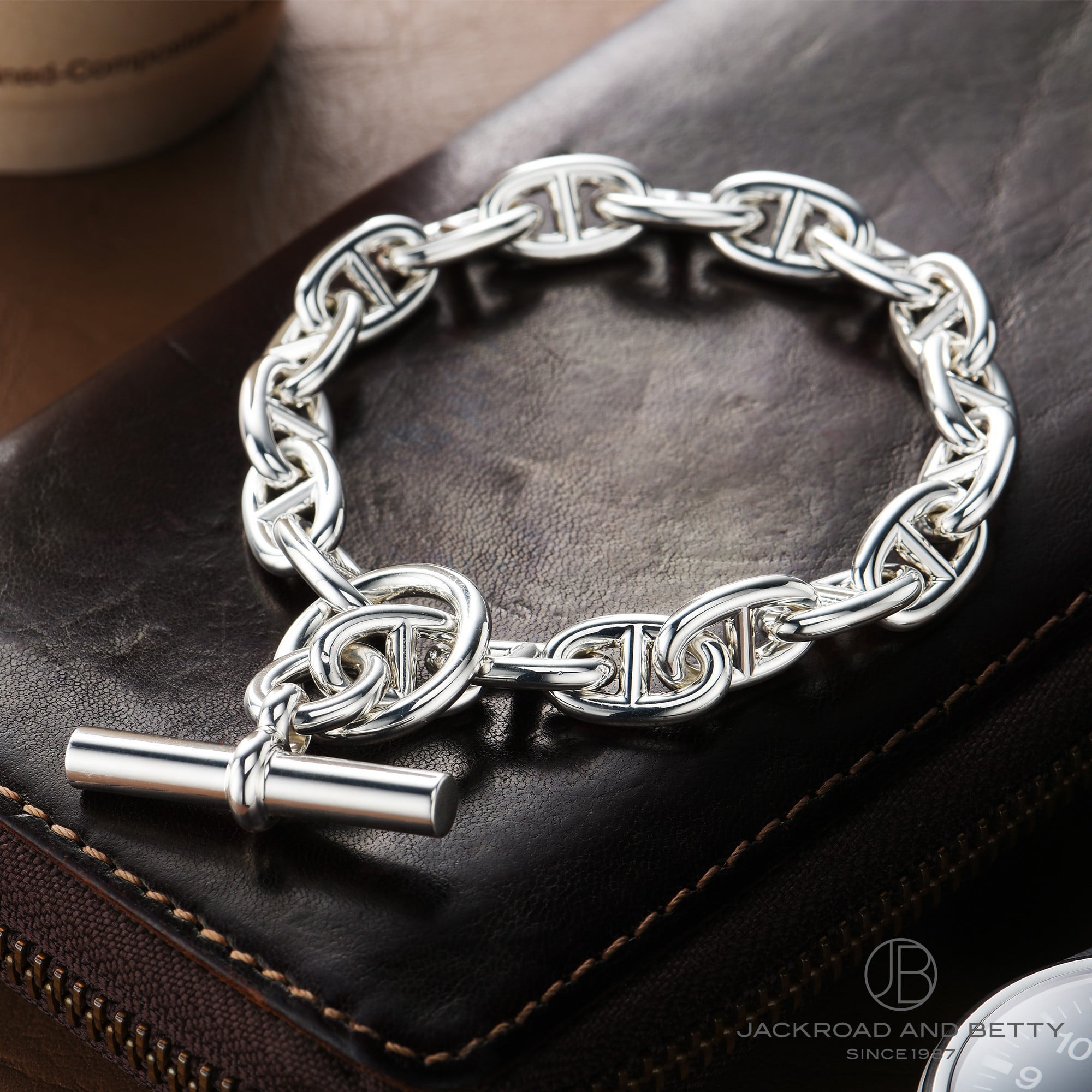 HERMES エルメス シェーヌダンクル ブレスレット MM Chaine dancre Bracelet MM 15Link シルバー Ag925 15コマ リンク ジュエリー アクセサリー 15コマ ラグジュリー ブランド【メンズ】【美品】