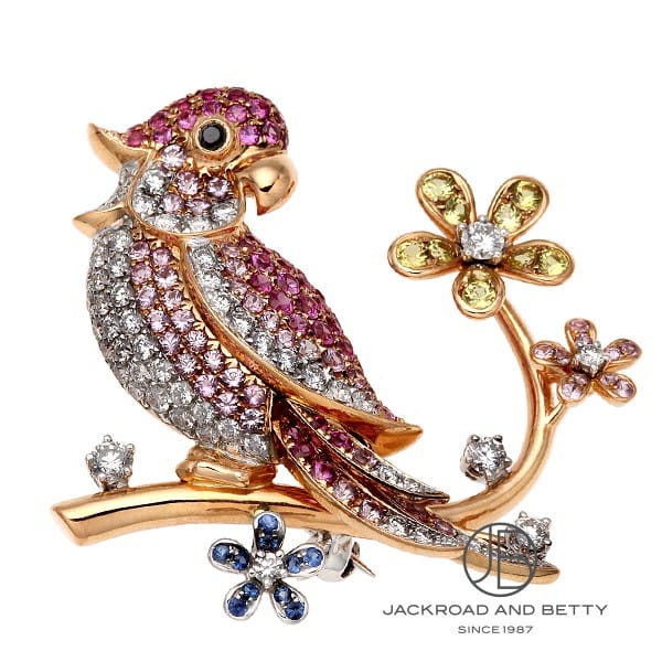 鳥モチーフ マルチカラーストーン ブローチ[] Bird Motif Multi-Gem