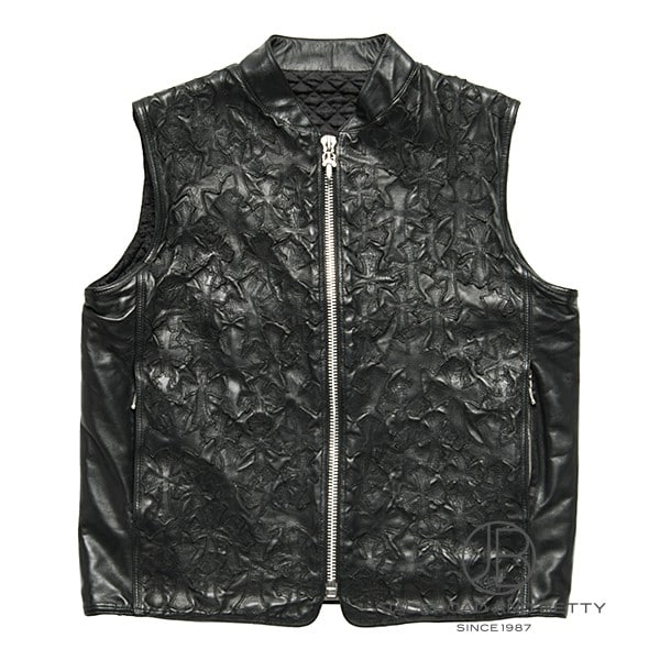 希少 CHROME HEARTS ダガージップ クロスボール レザー切替 ベスト 希少 CHROME HEARTS ダガージップ クロスボール レザー切替 ベスト