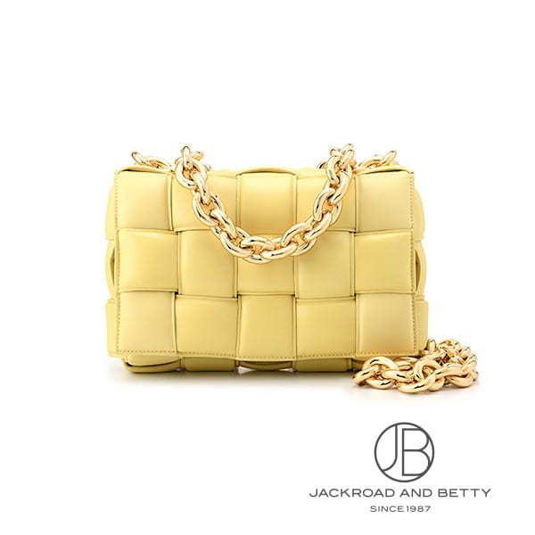 BOTTEGA ショルダーカバン チェーン カセット ショルダーバッグ バター イエロー[631421
