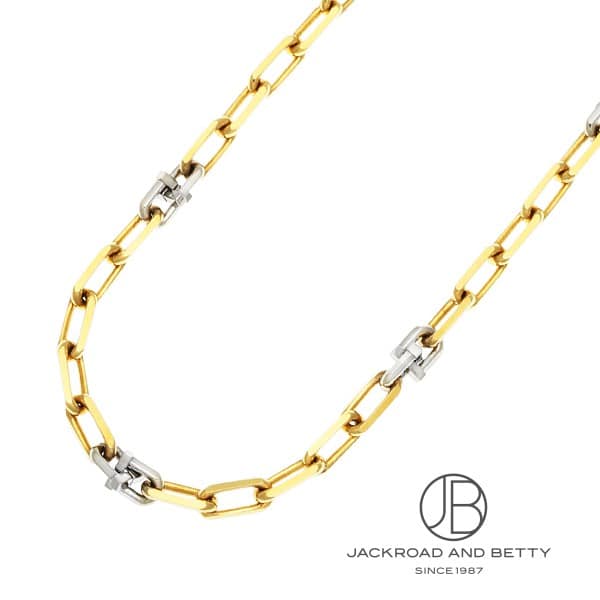 美品 K18×Pt850 カットボール コンビ チェーン ロングネックレス K18 PT850 コンビ カット アズキ チェーン ネックレス 34g 50cm