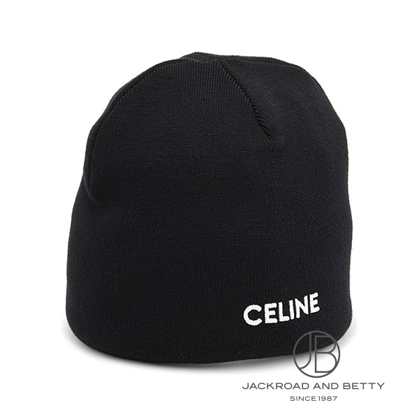 CELINE セリーヌ ニット帽 セリーヌ 帽子 トリオンフ ニット帽 ビーニー ブラック メンズ