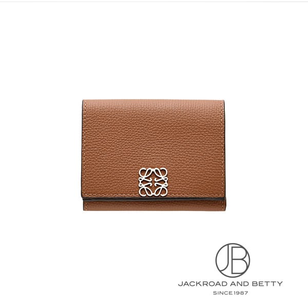 ロエベ アナグラム トライフォールド ウォレット タン