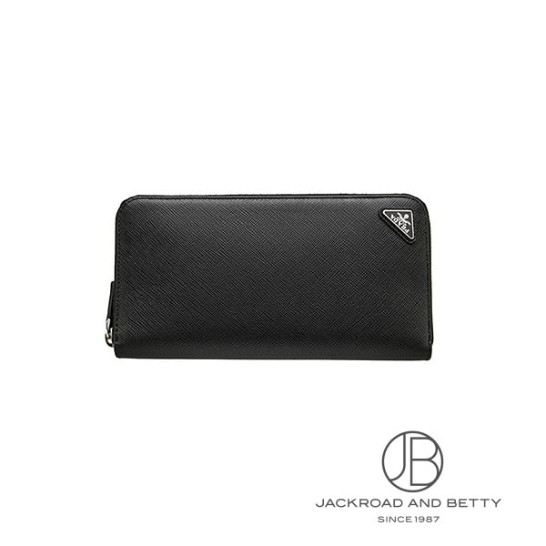 サフィアーノレザー トライアングル ジップアラウンド ウォレット ネロ