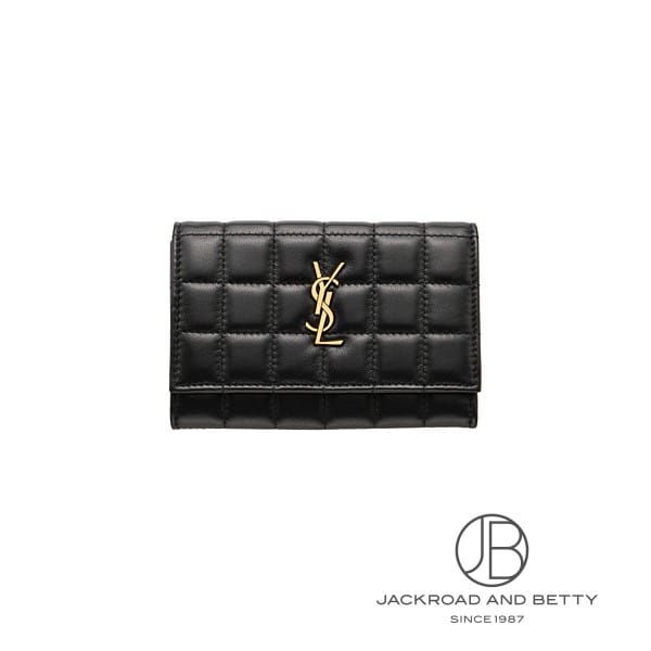 サンローラン (YSL) カサンドラ フラップ ウォレット ブラック 黒