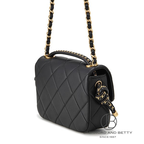 マトラッセ トップハンドル フラップ バッグ ブラック 黒[AS5298