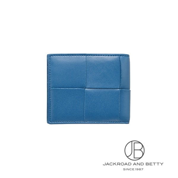 ベル様　Bottega クリスタル2本　ブルー2本 カセット 二つ折り ウォレット ディープパシフィック ブルー 青