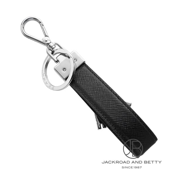 PRADA ブラックレザー キーリング サフィアーノレザー キーリング[2PP040_053_F0002] Saffiano
