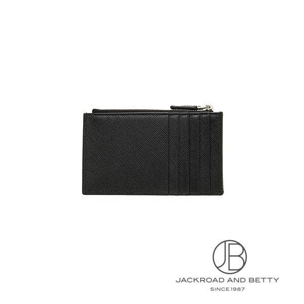 サフィアーノレザー ファスナー付き カードケース ネロ ブラック 黒