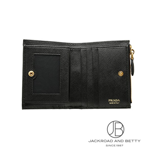 超美品 PRADA サフィアーノ ミニ 財布 コンパクトウォレット 黒 PRADA（プラダ） 財布 レディース ブランド 三つ折り財布 サフィアーノ