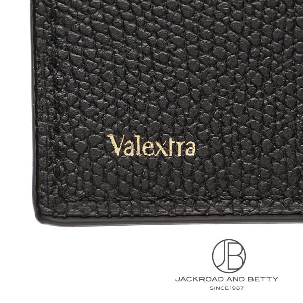 【美品】ヴァレクストラ 三つ折り財布 コンパクト パース レザー ブラック