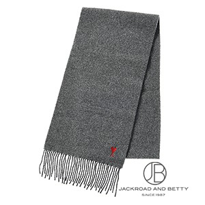 ウール フリンジ クラシック スカーフ[BFUSF405.334.061] Red Ami de