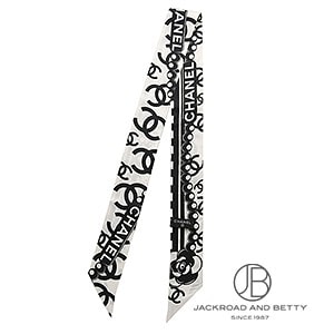 シルク ツイル ヘアバンド スカーフ ホワイト ブラック[AAB703 B23052