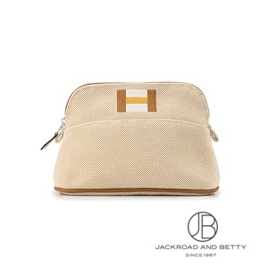 【希少商品】HERMES ボリード 31 ポーチ Lサイズ Natural エルメスボリードポーチ 31 ナチュラル キャンバス シルバー金具